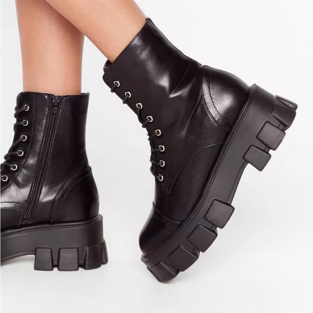 Nasty Gal cleated chunky biker boots